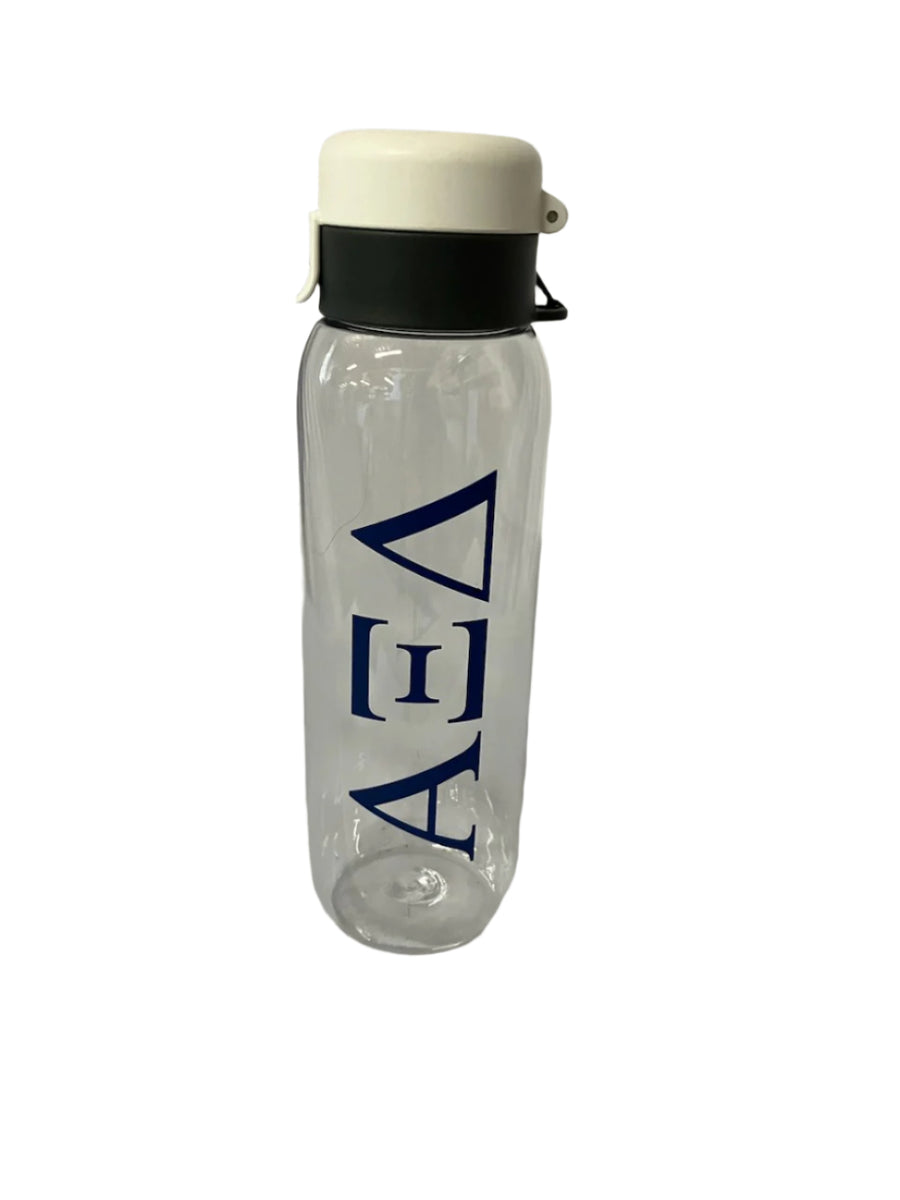 Clear Greek Letter Water Bottle