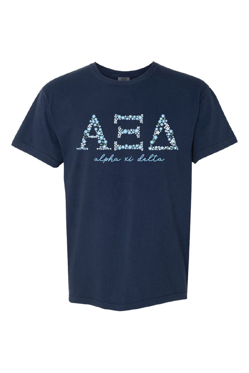 Navy Floral Letter Tee