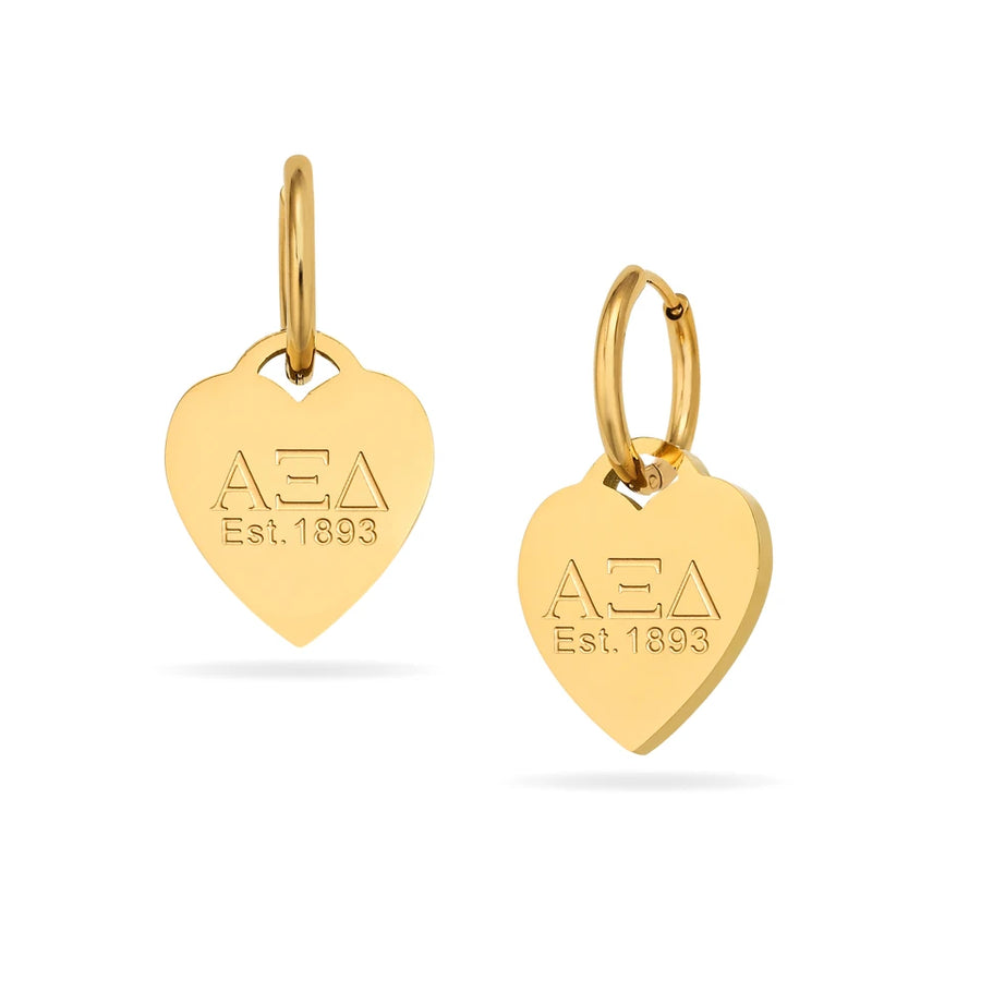 Heart Tag Huggie Hoop Earings