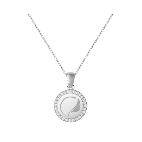 Circle Pendant Necklace with CZ Bezel