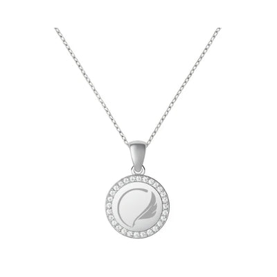 Circle Pendant Necklace with CZ Bezel