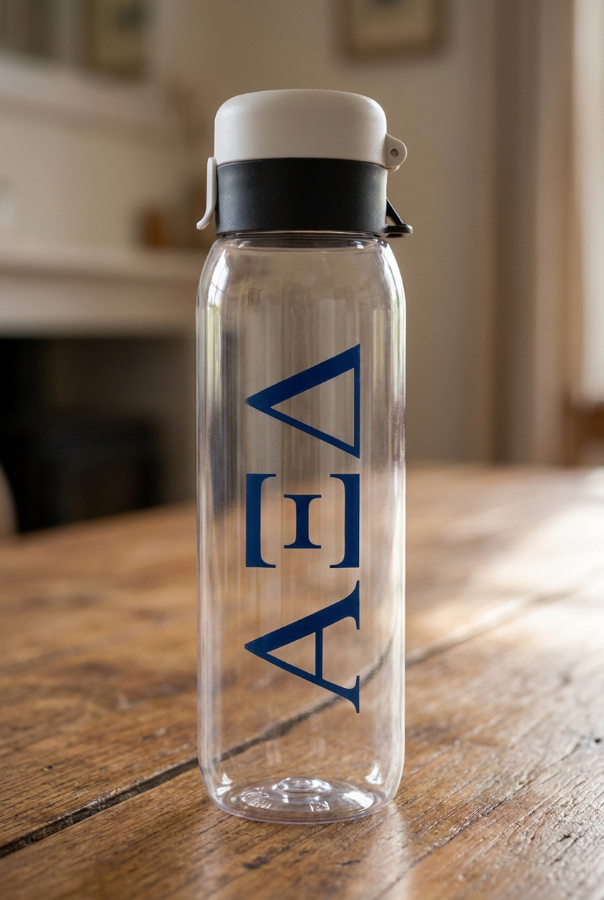 Clear Greek Letter Water Bottle - Xi Boutique