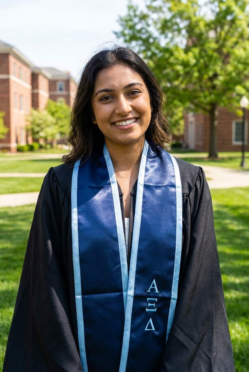 Navy with Light Blue Trim Graduation Stole